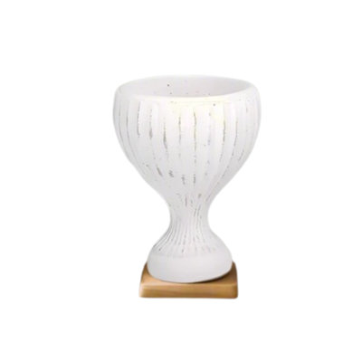 Cement Urn With Rips Small Washed Finish White