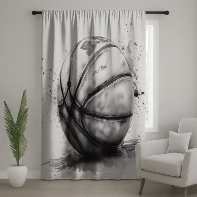 Basketball Window Curtains, Sports Sheer & Blockout Curtains - 1 Panel