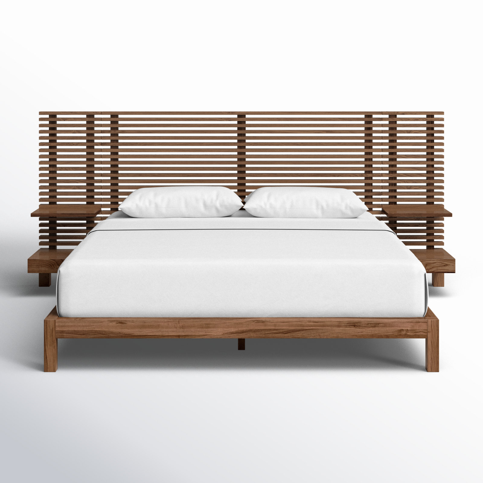 Finnian Solid Wood Panel Storage Bed, Full / Double, Walnut