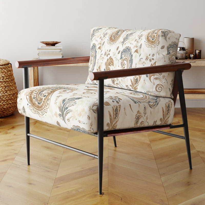 Chaise rembourrée Modern, Bras ronds bruns