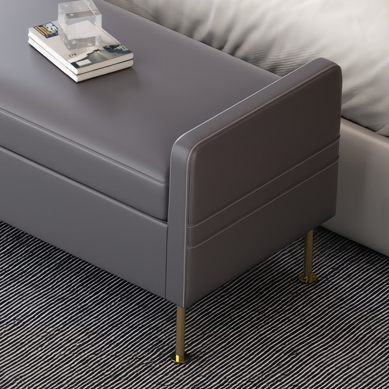 Banc de rangement rembourré Temeshia, H 21,25 po x l 70,86 po x P 17,71 po, Gris foncé