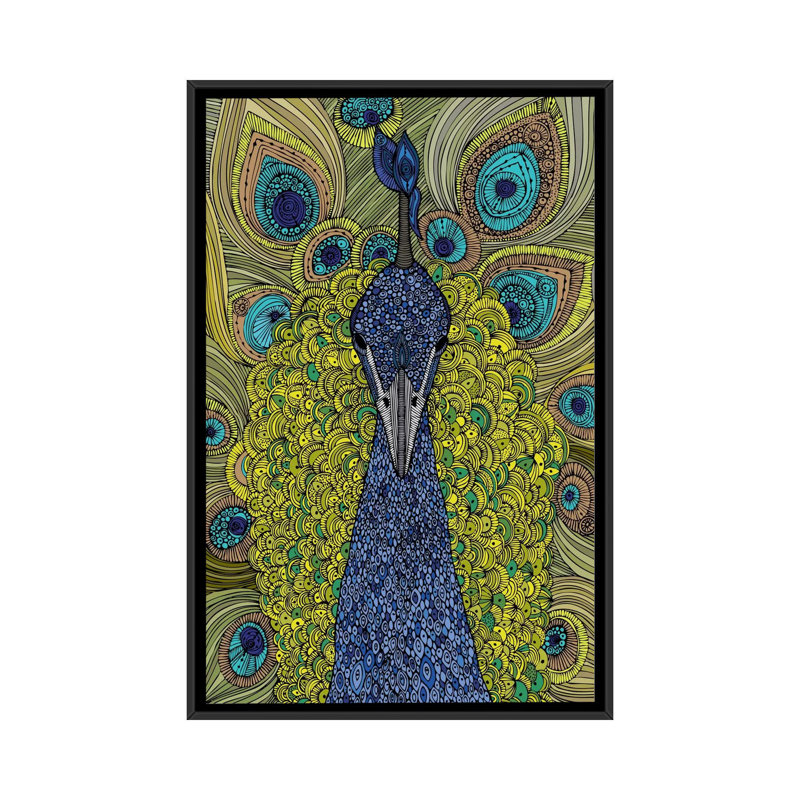 The peacock, impression sur toile tendue, Toile avec cadre noir, H 48 po x l 32 po x P 1,5 po