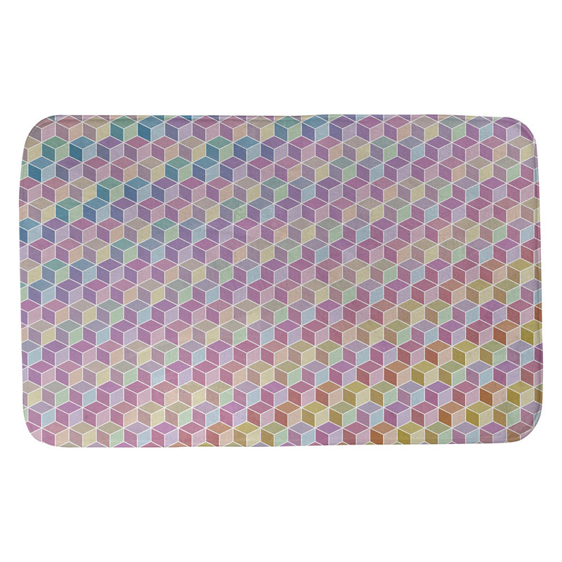 Avicia Memory Foam Non-Slip Bath Rug, 21" W x 34" L, Purple/Green/Pink