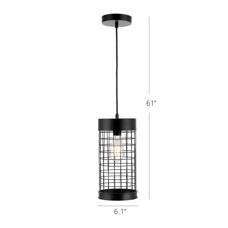 Luminaire suspendu cylindrique 1 lumière, H 61 po x l 6,1 po x P 6,1 po