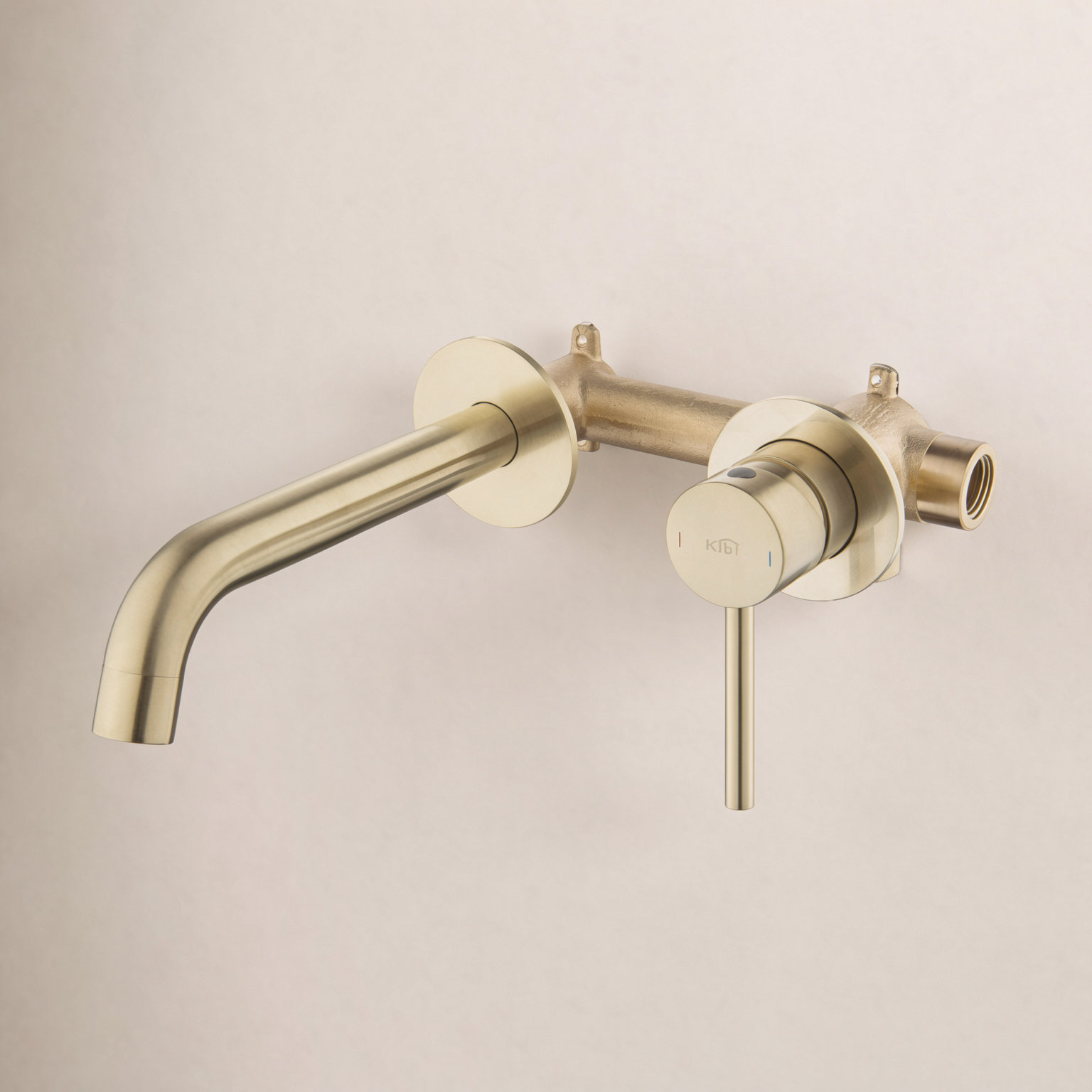 Circular Wall-Mounted Bathroom Faucet, Brushed Gold