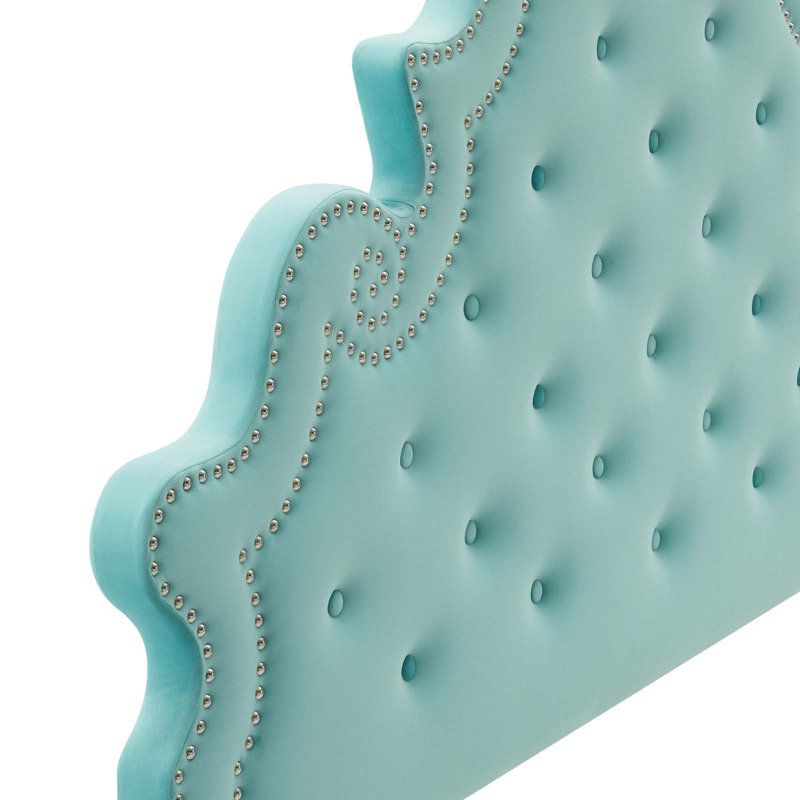 Modway Gwyneth Tufted Performance Velvet Platform Bed, Mint, Queen