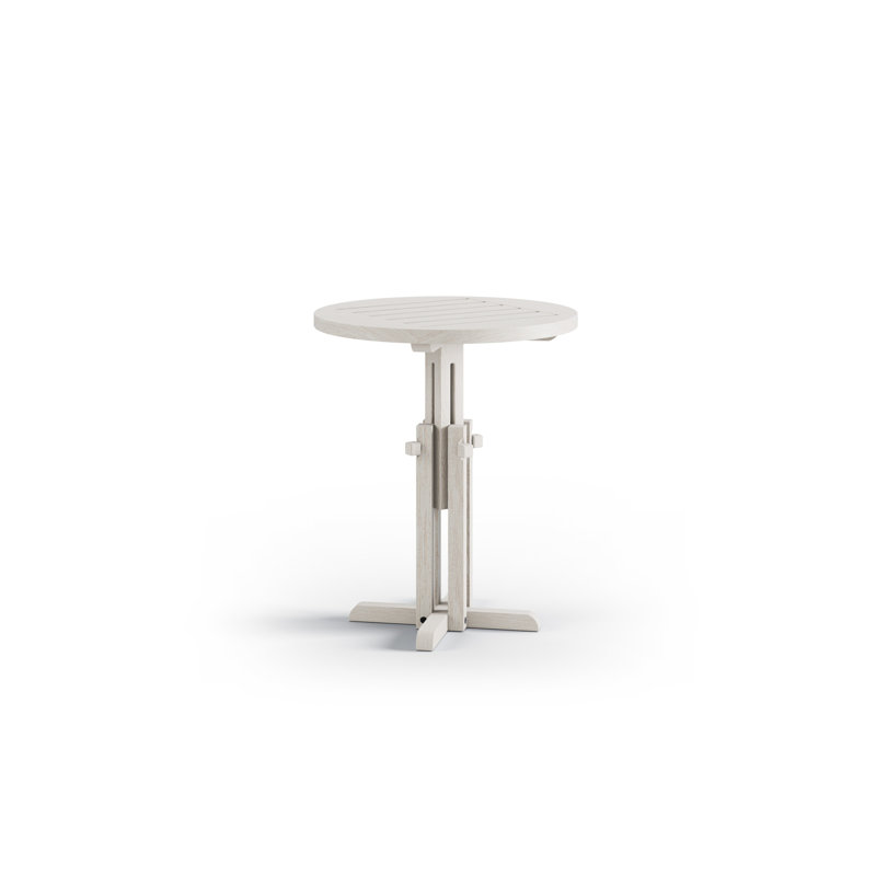 Round Ash Solid Wood Outdoor Bistro Table - 55 cm W 55 cm D, White