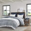3 Piece Cotton Comforter Set With Chenille Tufting Navy Full/Queen-119418689-119418691