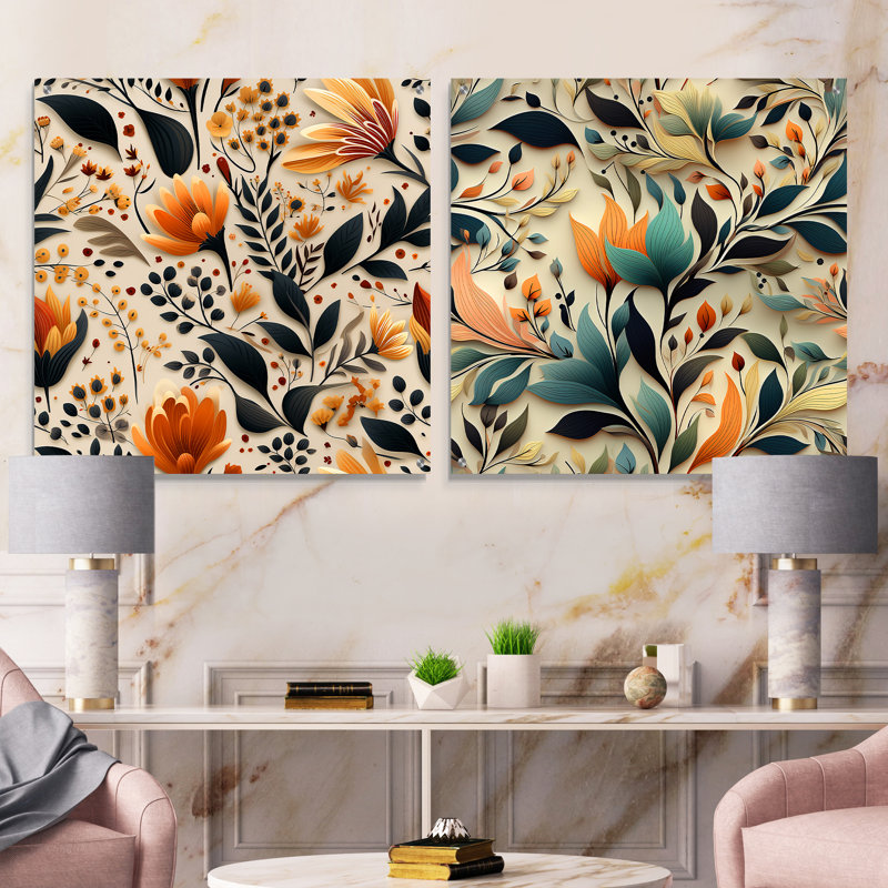 Lise - Ensemble de 2 art mural en verre acrylique, H 36 po x l 73 po
