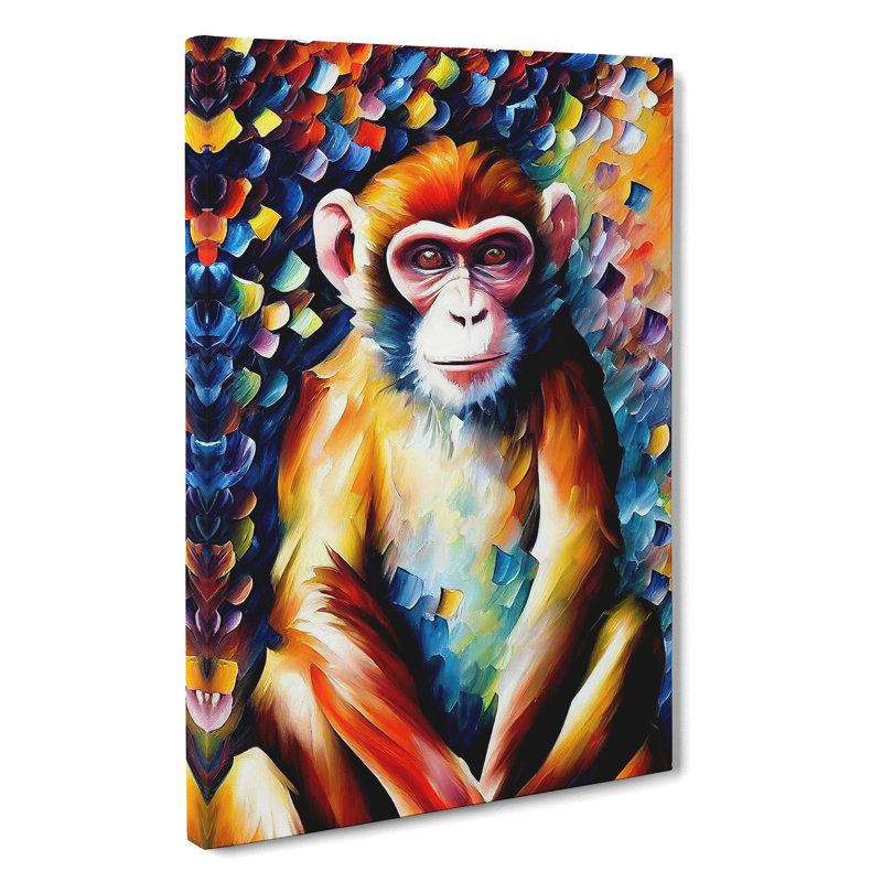 Monkey Portrait No.2 - Wrapped Canvas, 50cm H x 35cm W x 3cm D