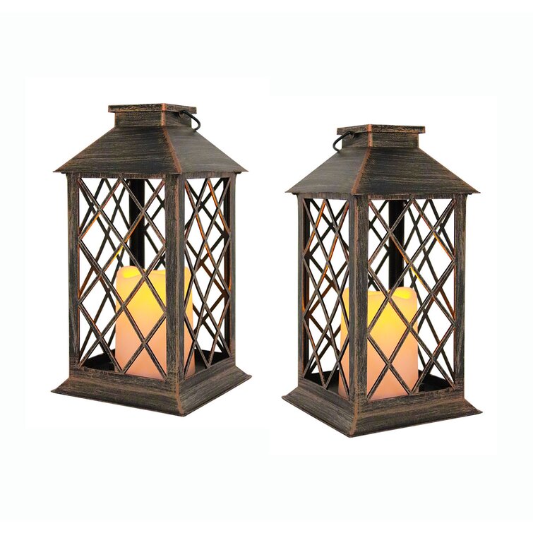  Black Lanterns Decorative Outdoor Lantern, 13 Inch Black Lantern,  Battery Powered, Metal Outdoor Lanterns with No Glass, Indoor Outdoor  Lanterns for Patio Waterproof, Fall Front Porch Home Decor : Tools 