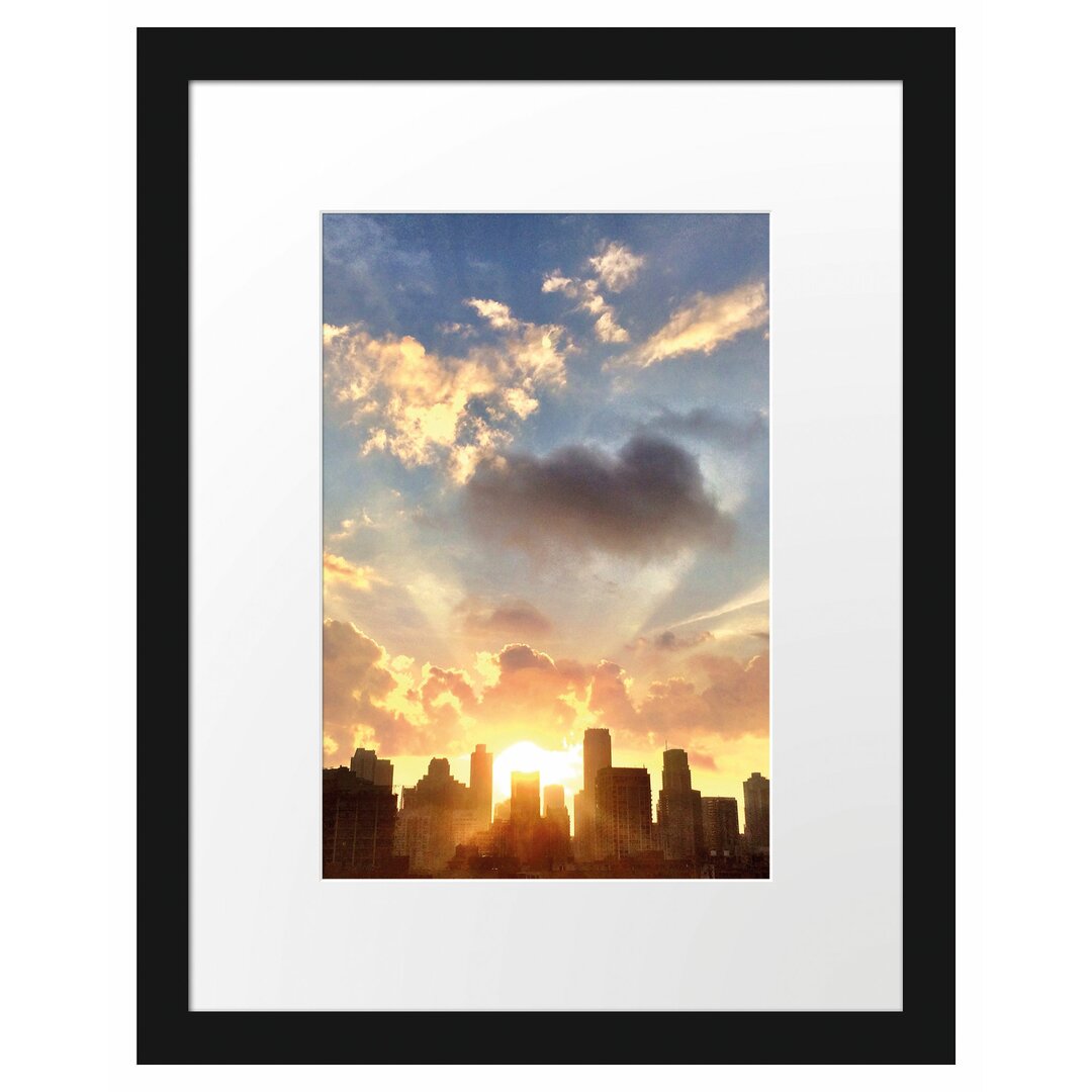 Gerahmtes Poster Chicago Skyline im Sonnenaufgang