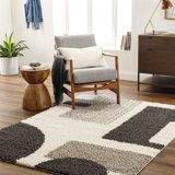 Rectangle Hrusto Machine Woven Polyester Area Rug in Gray/White
