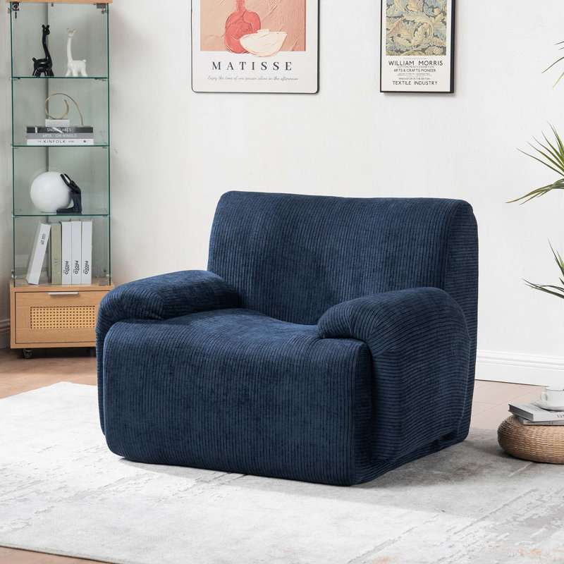 Chaise d'appoint rembourrée moderne en chenille avec sièges profonds, Marine