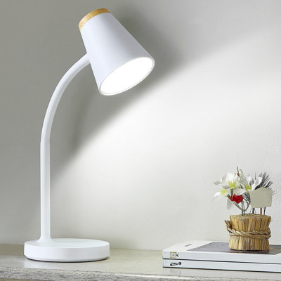 Lampe de bureau, petite lampe de bureau à DEL à intensité variable - lampe de table à col-de-cygne flexible et réglable (blanc)