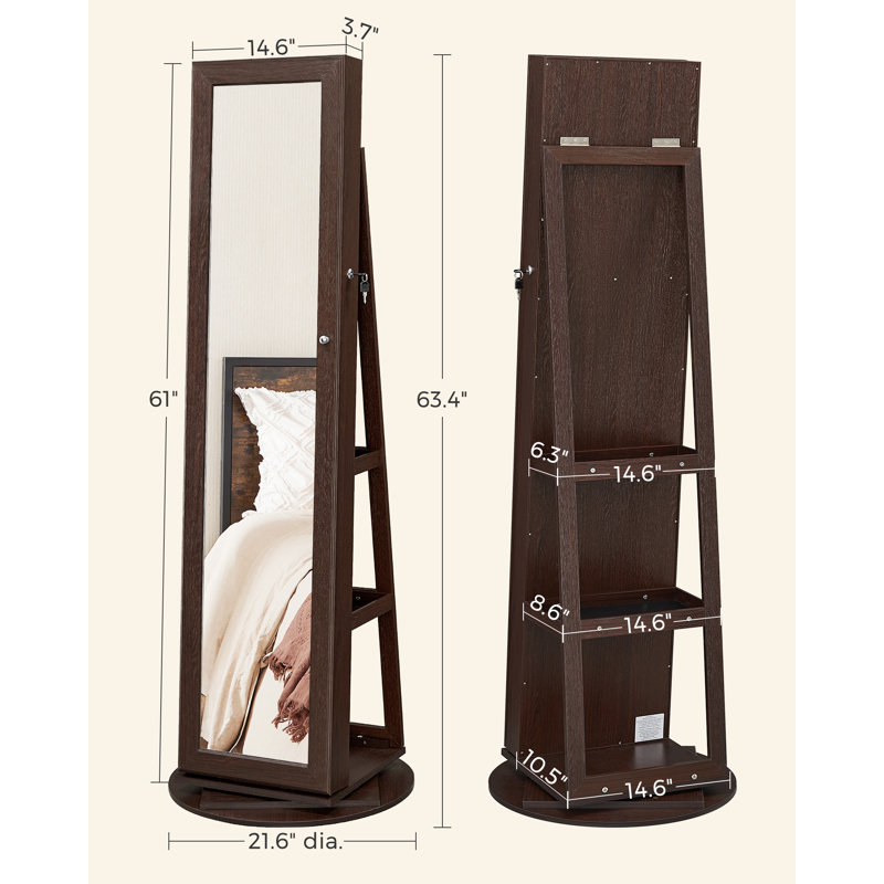 Armoire à bijoux avec miroir Quakertown, Marron