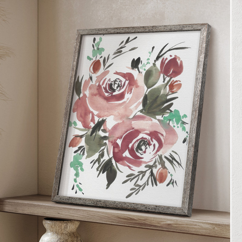 «Lovely Roses II», reproduction encadrée - bois massif, H 15 po x l 12 po