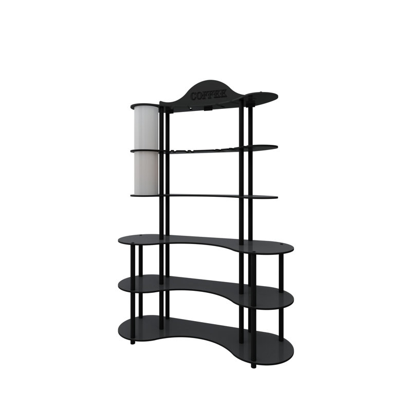 Élégant support à café avec pieds en bois, finition noire, 43,3 po x 15,7 po x 70,9 po | Fabrication 100% MDF durable | Parfait pour le salon ou le bureau, design moderne pour des espaces élégants
