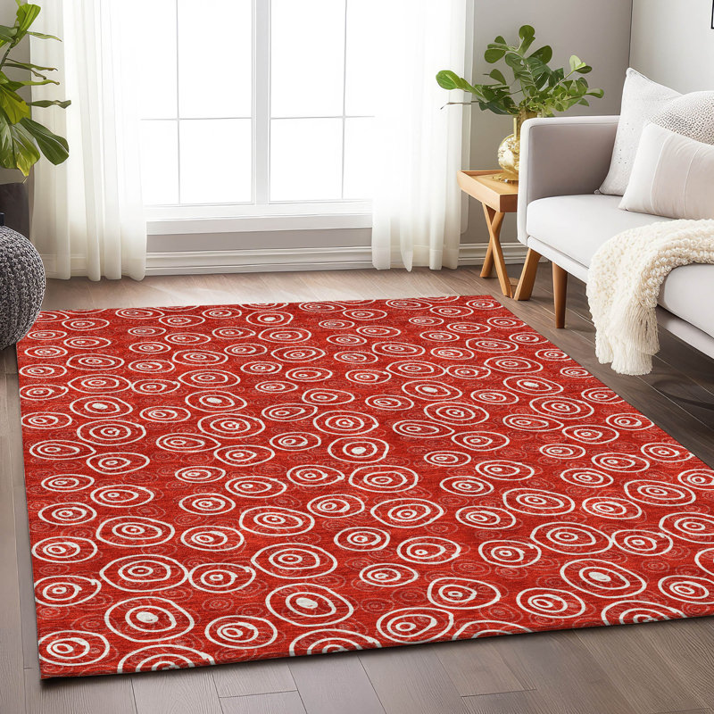 Tapis rouge Prisco lavable à la machine de qualité supérieure, Rectangle 10 pi x 14 pi