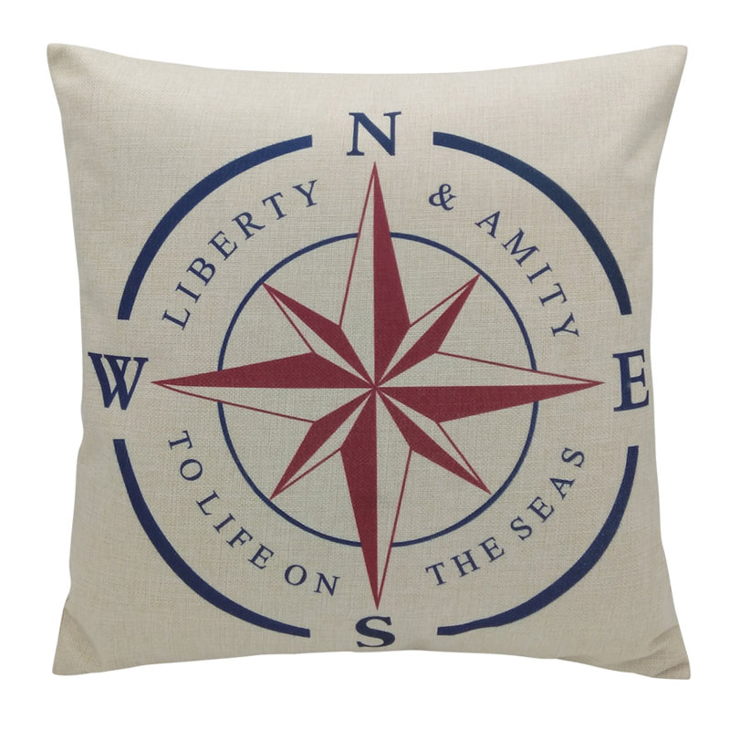 Summer Side Compass Rose Down Throw Pillow, Feather/Down Blend