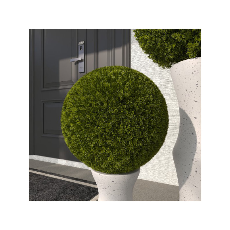 Boule de feuillage artificielle verte, H 15 po x l 15 po x p 15 po