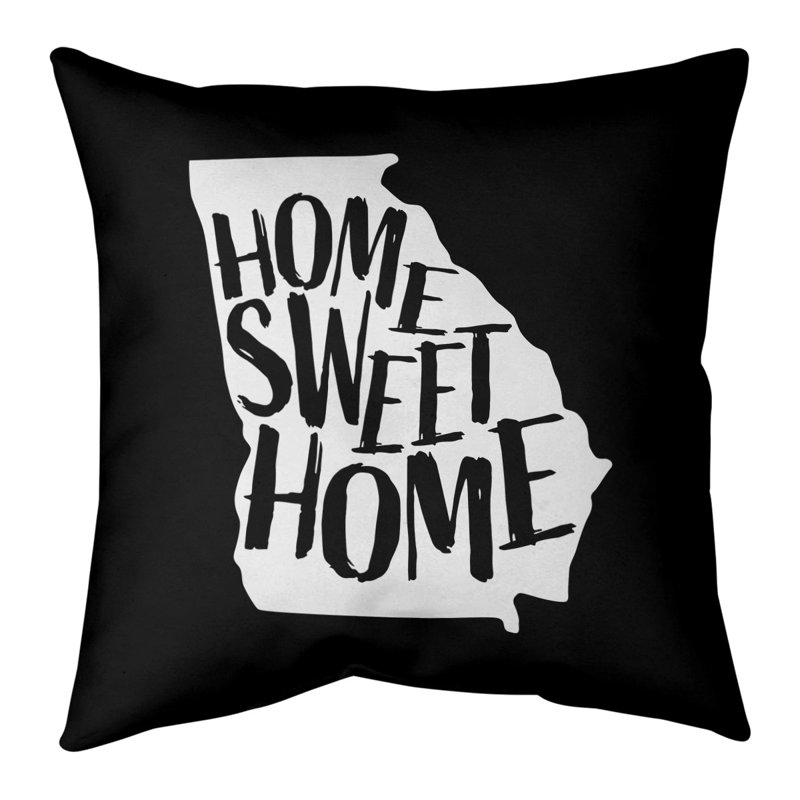 Coussin Home Sweet, 18 po x 18 po, Géorgie, Noir