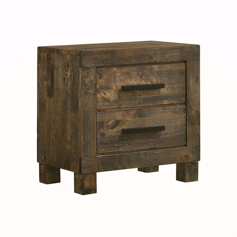 2 Drawers MDF Nightstand, Rustic Brown