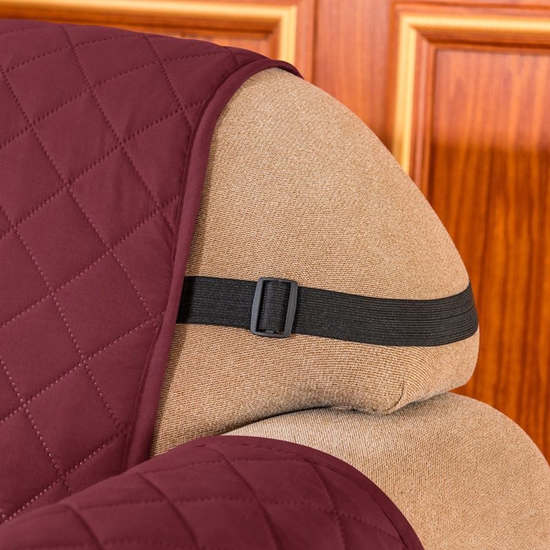 Microfibre/Microsuede Reversible Box Cushion Sofa Slipcover, Wine