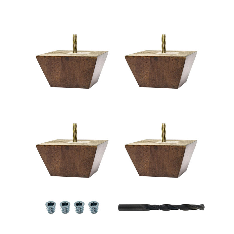 Pied de chignon carré en bois massif massif, Cerisier, H 2 po x l 3,875 po x P 3,875 po