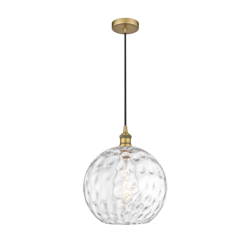 Luminaire suspendu simple à 1 lumière Ralph, H 14,75 po x l 12 po x P 12 po, Laiton brossé