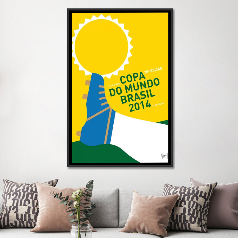 Minimal «2014 World Cup Soccer Brésil Rio», impression sur toile, H 26 po x l 18 po x P 1,5 po, Toile encadrée noire