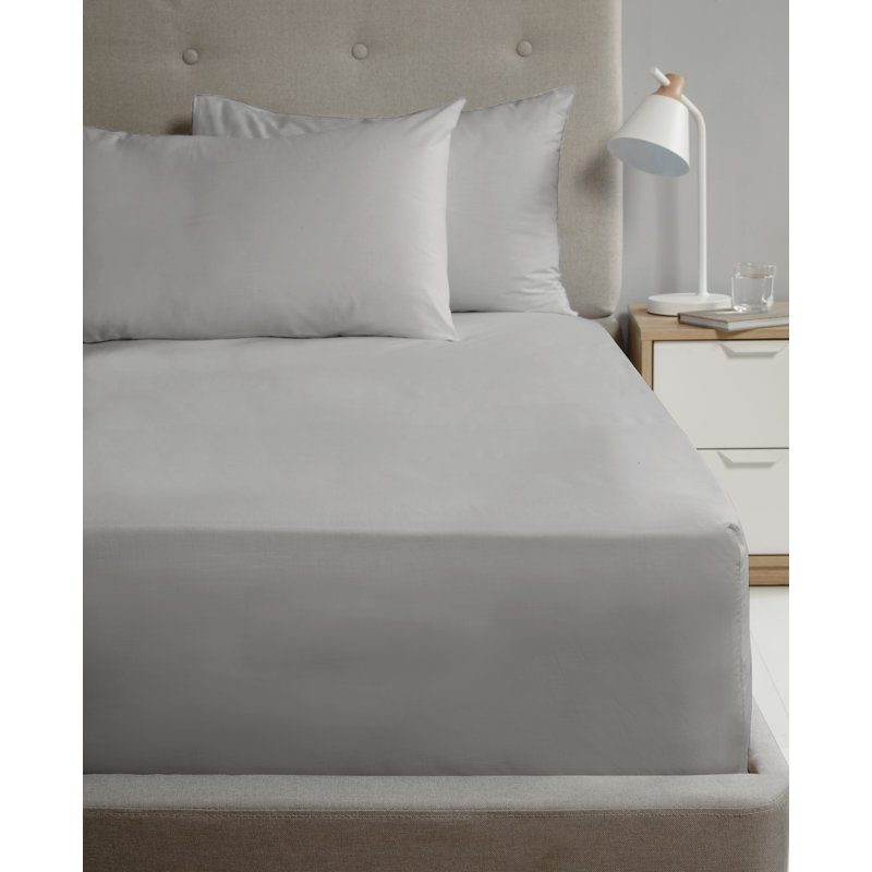 Sadonte Cotton Blend Standard Fitted Sheet, Double (4'6), Gray