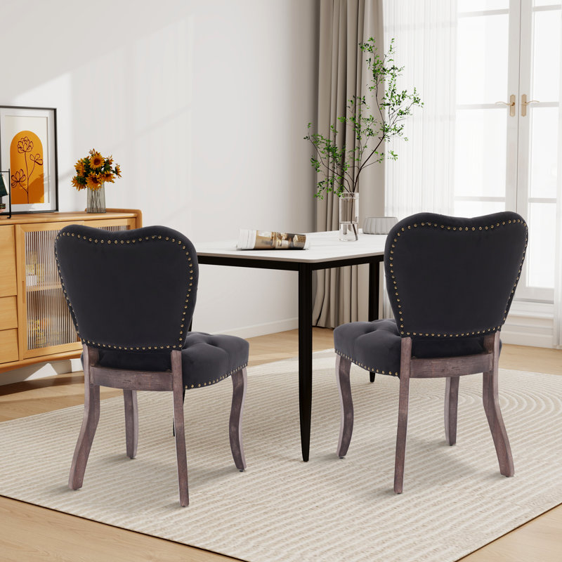 Chaise d'appoint capitonnée (ensemble de 2), Noir