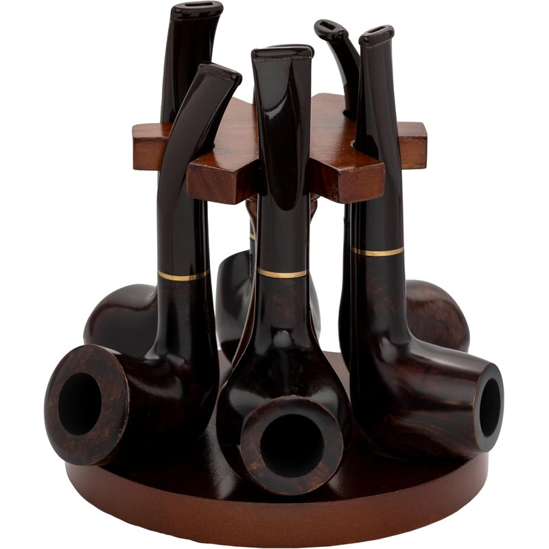 Round Pipe Stand, 6 Pipe Capacity, Dark Walnut