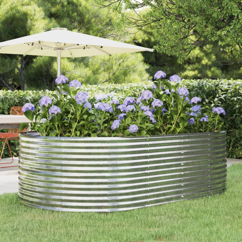 Garden Raised Bed Powder-coated Steel, Silver, 36 cm x 523cm x 140cm
