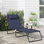 Chaise longue pliante Outsunny, dossier inclinable à 4 positions, siège en filet respirant pour la plage et le patio, bleu foncé