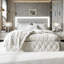 Velvet Ottoman Bed With LED Headboard, Glam Upholstered Storage Frame With Crystal Tufting, Black & Beige-510076272-509580885