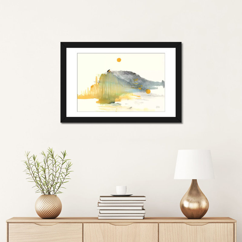 « golden ile » non disponible sur toile, H 16 po x l 24 po x P 1 po, Papier beaux-arts encadré noir, Blanc
