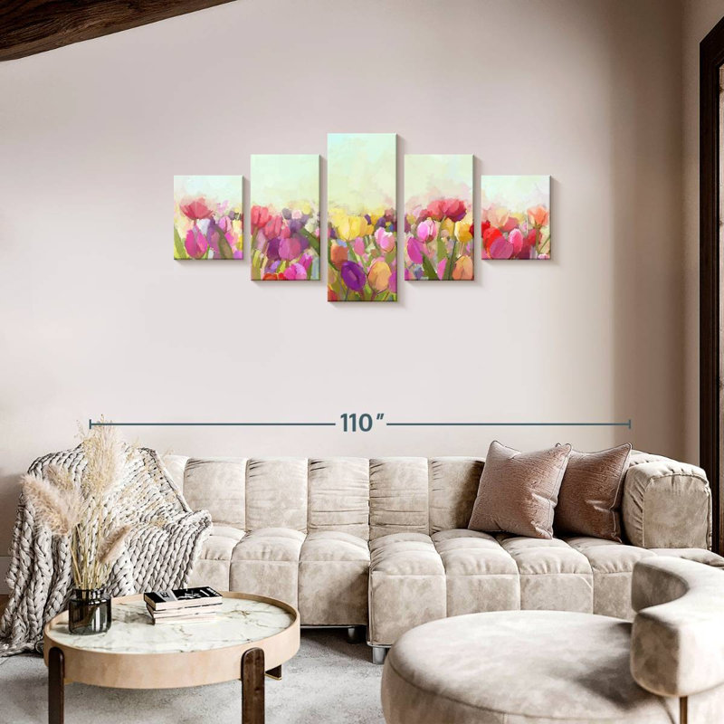 Abstract Meadow Tulips, 34" H x 74" W
