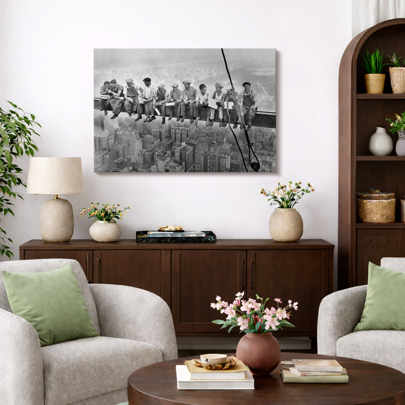 «Skyscraper Construction Workers», œuvre d'art rétro, images de bureau industriel, impression sur toile encadrée, impression numérique.