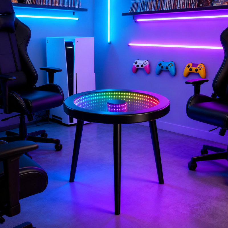 Table basse Infinity Mirror, Noir, Noir