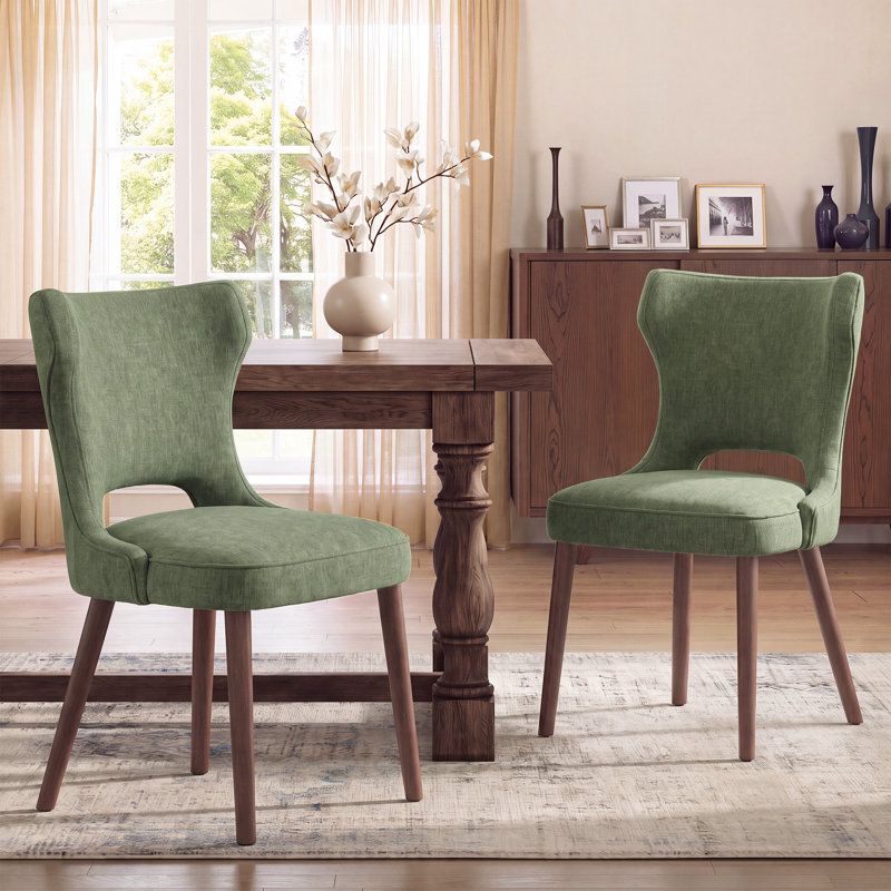 46.5cm H Fabric Upholstered Upholstered Back Side Chair, Green