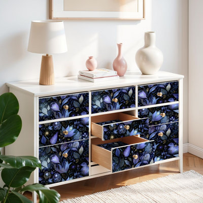 Papier auto-adhésif à peler et à coller avec vigne florale étoilée de luxe à motif homogène et amovible 17,7 po x 118 po (45 x 300 cm)