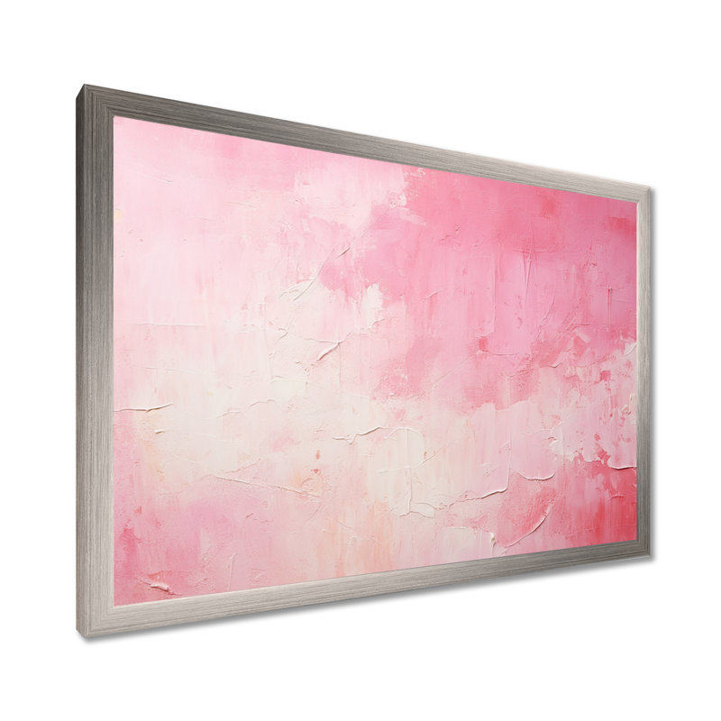Or et rose, rivière abstraite minimale IV - Fuschia, art mural, H 12 po x l 20 po x P 1 po, Cadre simple argenté
