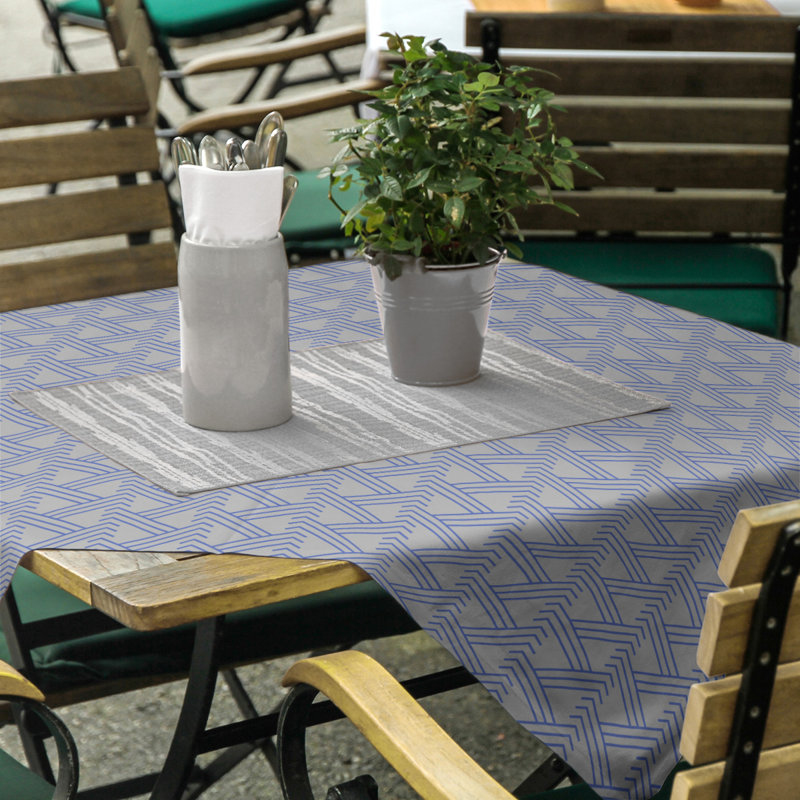 Classic Zig Zag Tablecloth, Gray/Blue