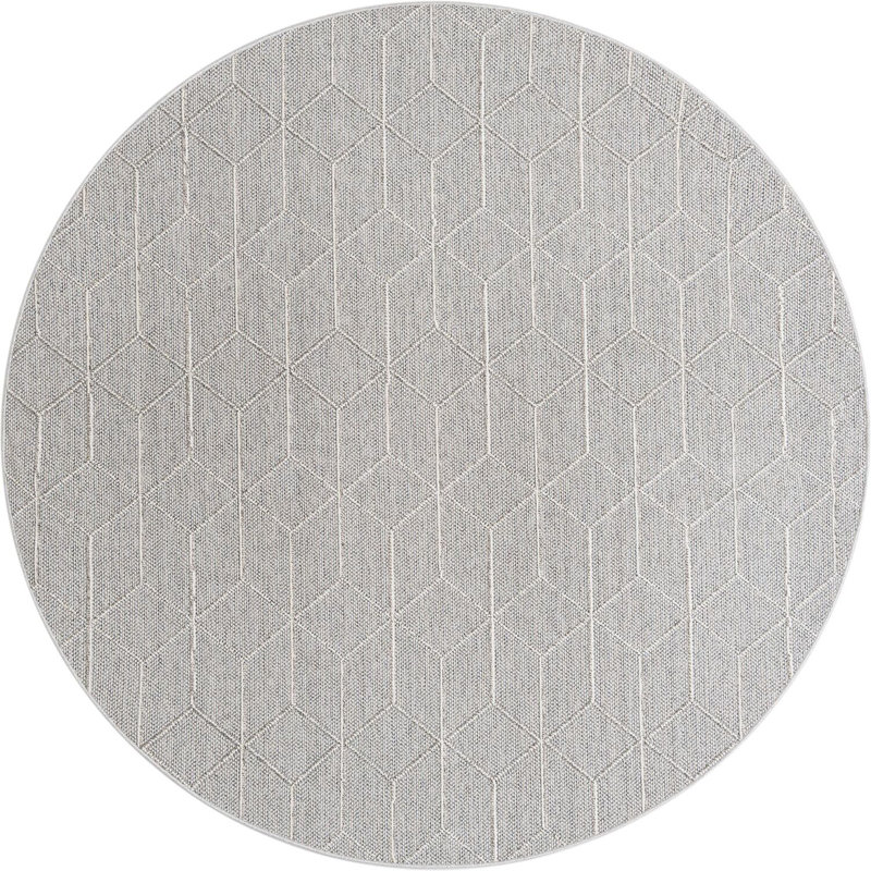 Contemporary Ohanlon Area Rug Light Gray Color, Round 7'10"
