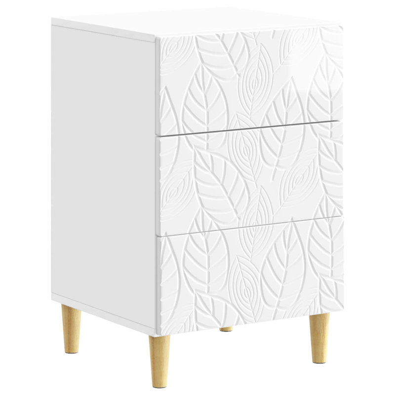 43cm W Composite Bedside Table, High Gloss White