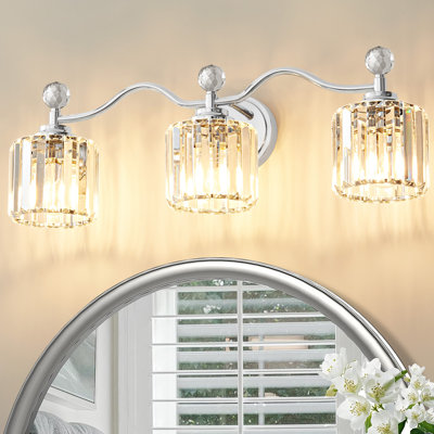 Emilion Dimmable Bathroom Vanity Light With Crystal Shade