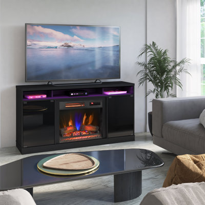 duraflameElectric Fireplace TV Stand with Modern LED Accent Lighting and Remote, Black