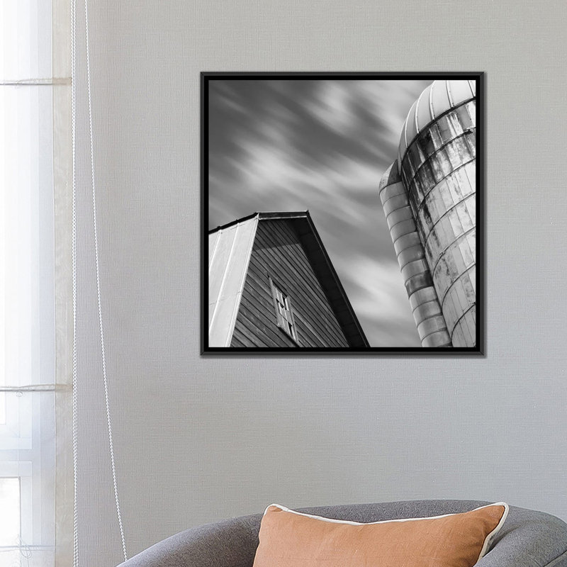 «Barn & Silo», impression sur toile, H 18 po x l 18 po x P 1,5 po, Pas de tapis, Toile encadrée noire
